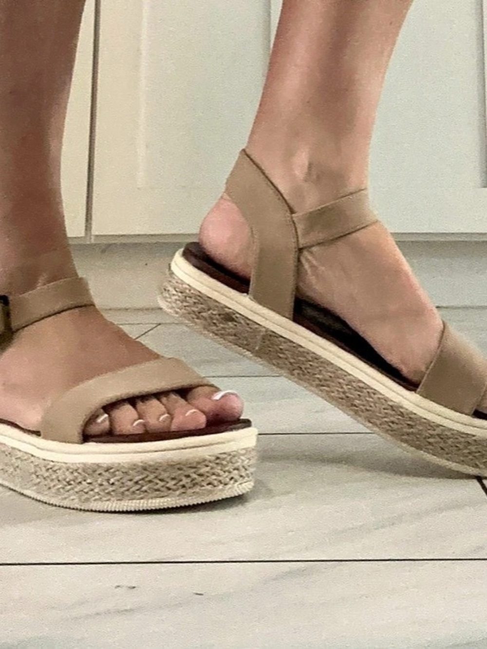 MIA Kiera Espadrille Platform Sandal Beige & Brown US 6.5
